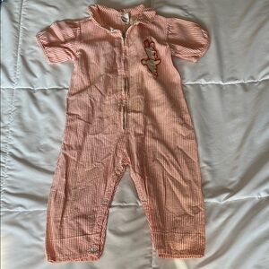 Sears Pink white searsucker Kids large One Piece